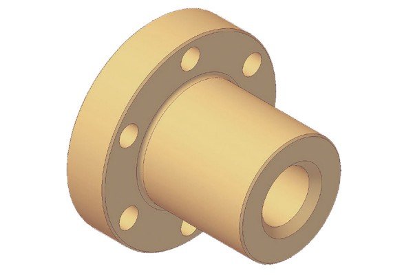 Trapezoidal Screw Drives - ready to install red brass-Flange Nut - long - QFM12x3R7