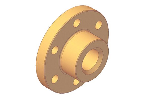 Trapezoidal Screw Drives - Ready to install red brass-Flange Nut - Short - QFMK30x4R7